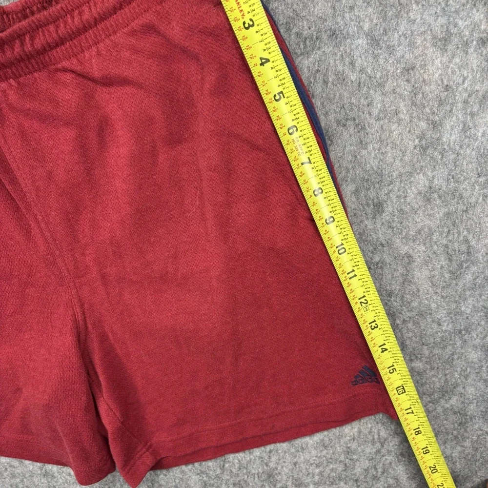 Vintage Adidas Cotton‎ Shorts Men's Medium Red Striped Pockets Drawstring 6